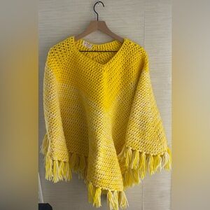 Vintage Yellow Variegated Crochet Poncho
